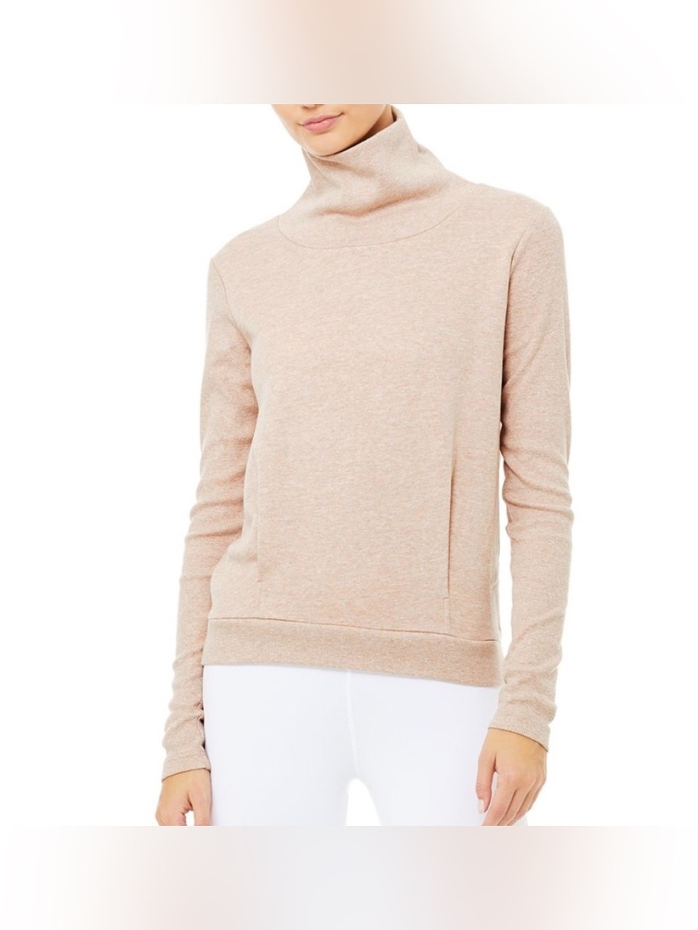 ALO YOGA Women's Clarity Oatmeal Turtleneck Pullover Sweater Small sweatshirt